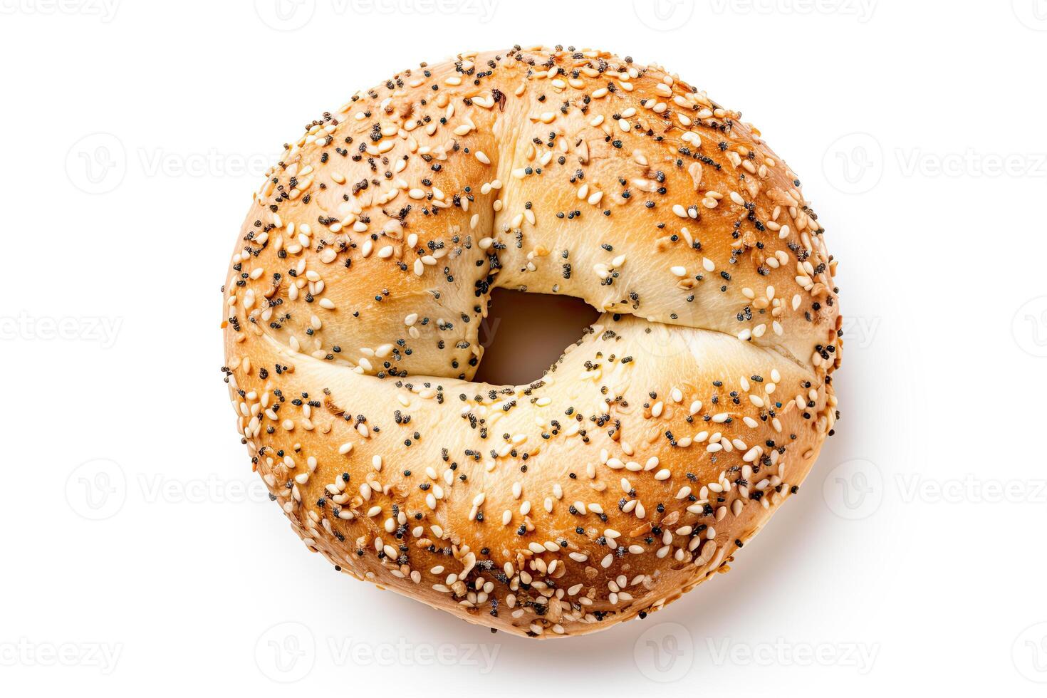 ai gegenereerd bagel brood dichtbij omhoog foto