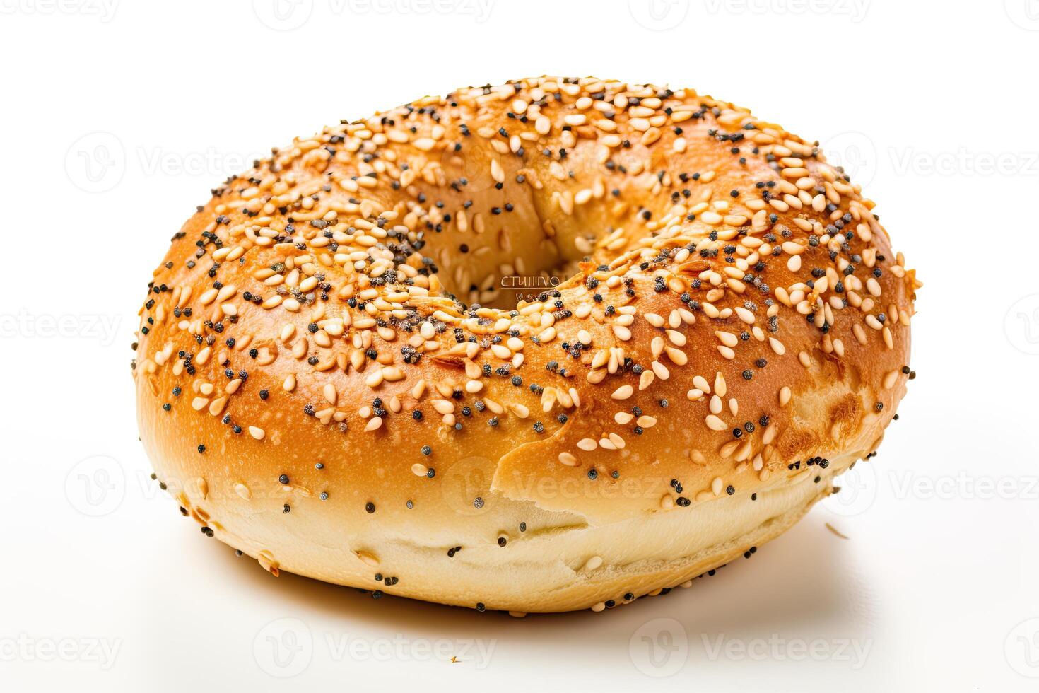 ai gegenereerd bagel brood dichtbij omhoog foto