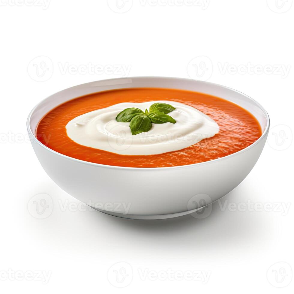 ai gegenereerd tomaat soep detailopname foto