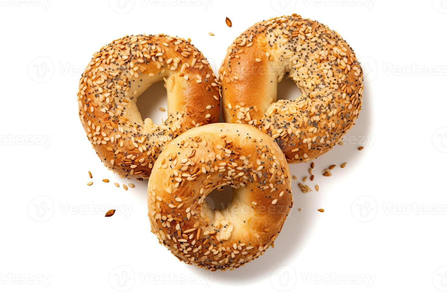 ai gegenereerd bagel brood dichtbij omhoog foto