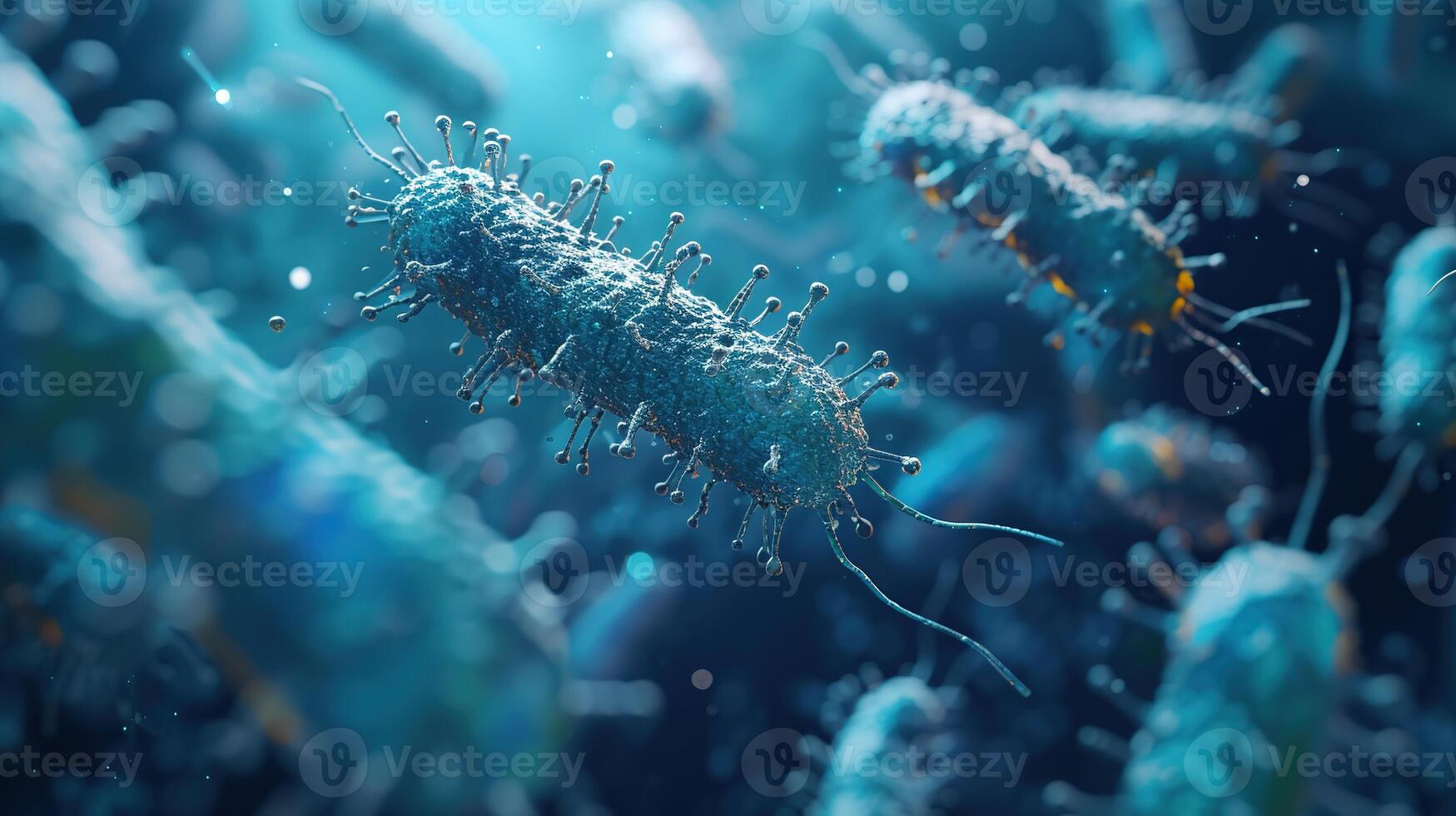 ai gegenereerd bacterie kolonies onder een microscoop. generatief ai foto