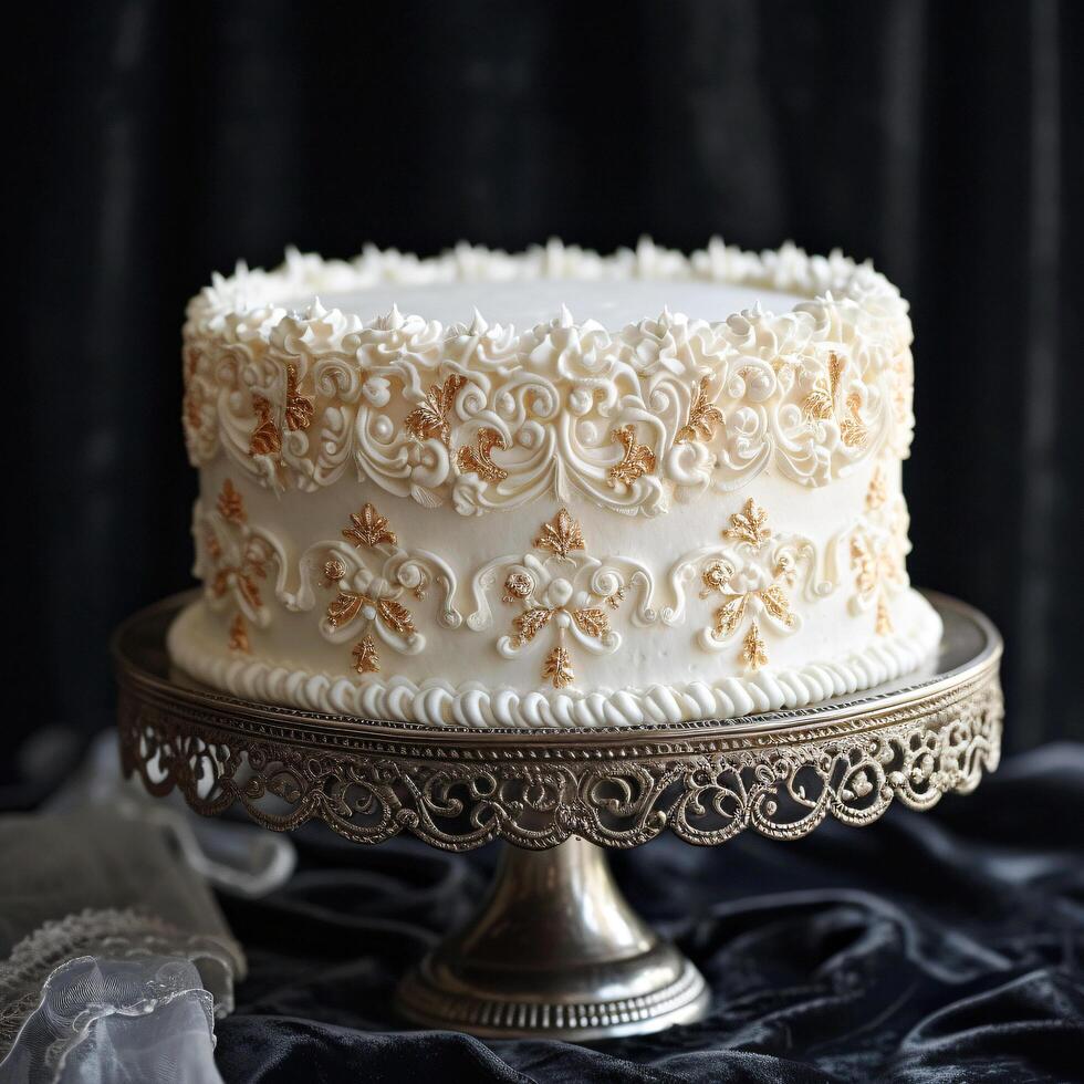 ai gegenereerd vanille elegantie ontketend. een verjaardag taart van voortreffelijk vreugde. foto