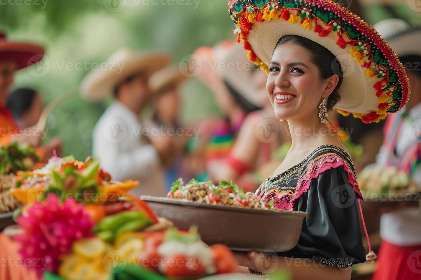 ai gegenereerd geest van cinco de mayo vieringen met levendig decoraties foto