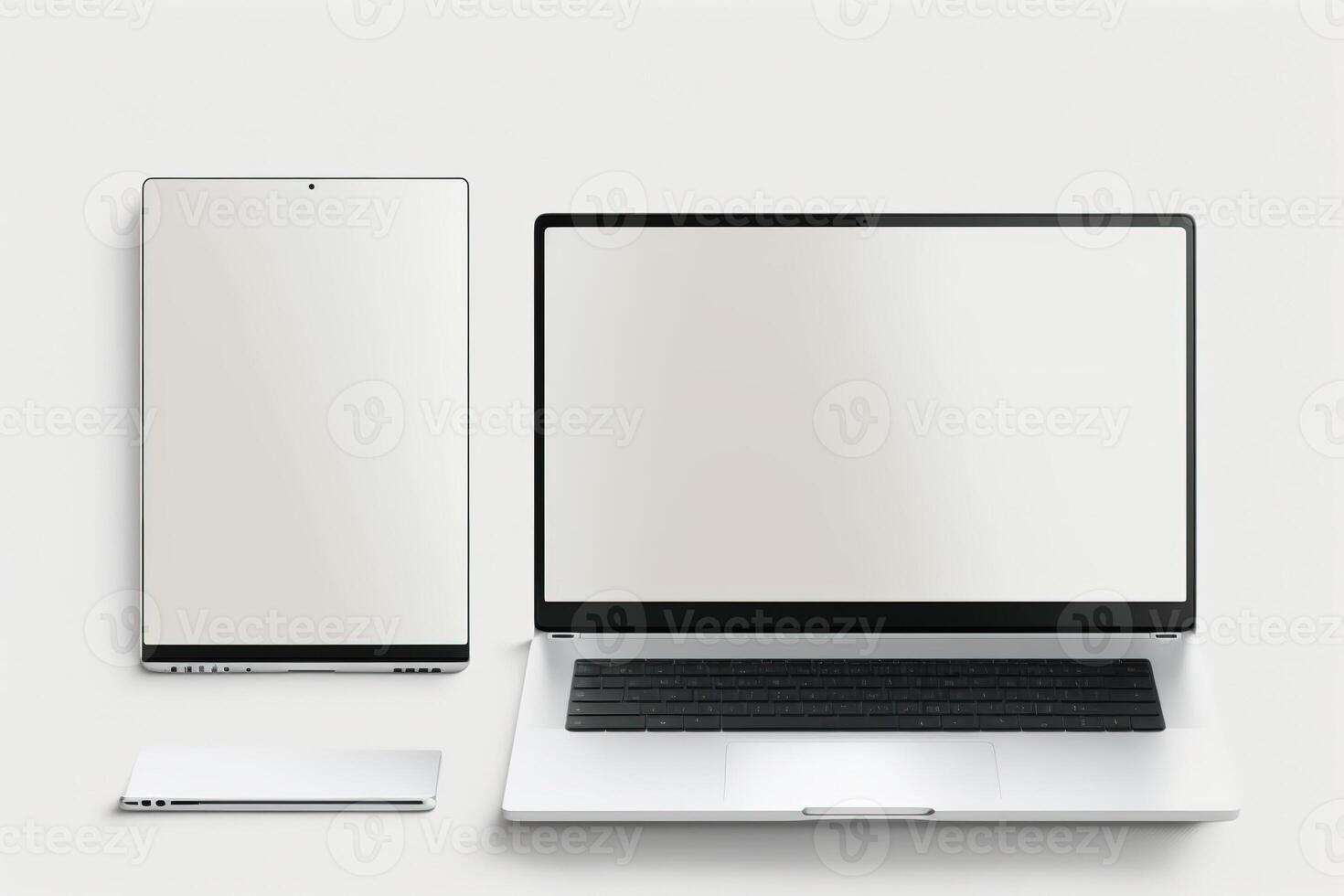 ai gegenereerd blanco Scherm sjabloon voor laptop. sjabloon voor reclame of bladzijde Aan website, marketing, presentatie. middelen van communicatie, presentatie van modern apparaatje model. 3d illustratie foto