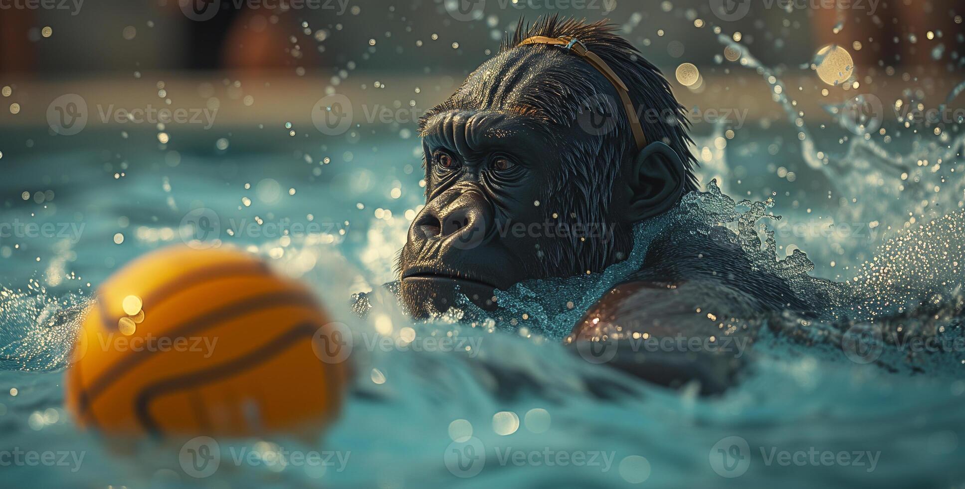 ai gegenereerd gorilla atleten. van boksen naar waterpolo foto