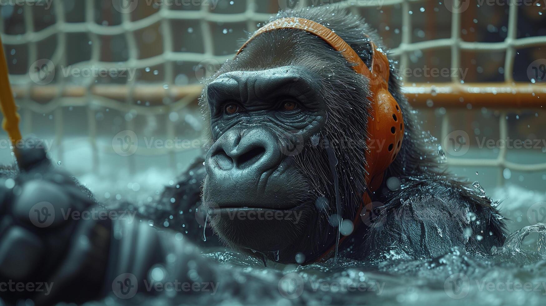 ai gegenereerd gorilla atleten. van boksen naar waterpolo foto