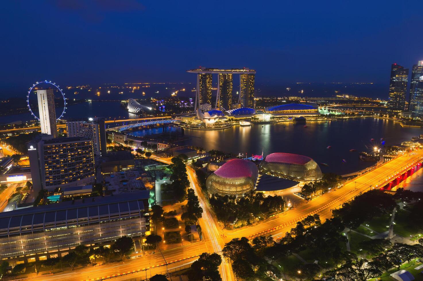 jachthaven baai Bij nacht, Singapore, Azië foto