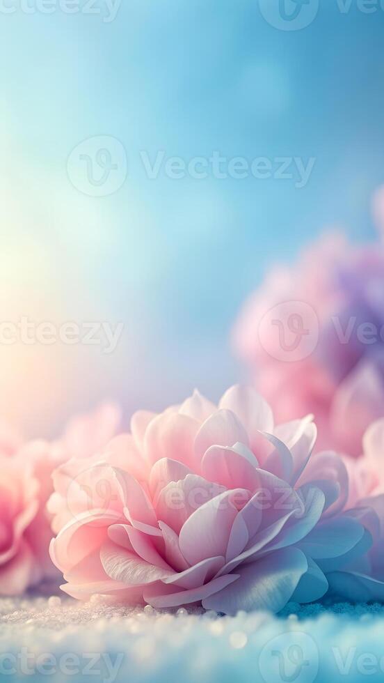 ai gegenereerd mooi roze roos Aan verticaal bokeh achtergrond, valentijnsdag dag concept foto