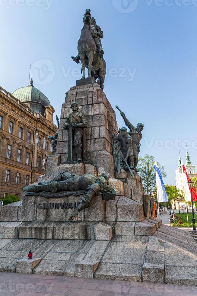 slag bij Grunwald-monument in de oude stad in Krakau foto