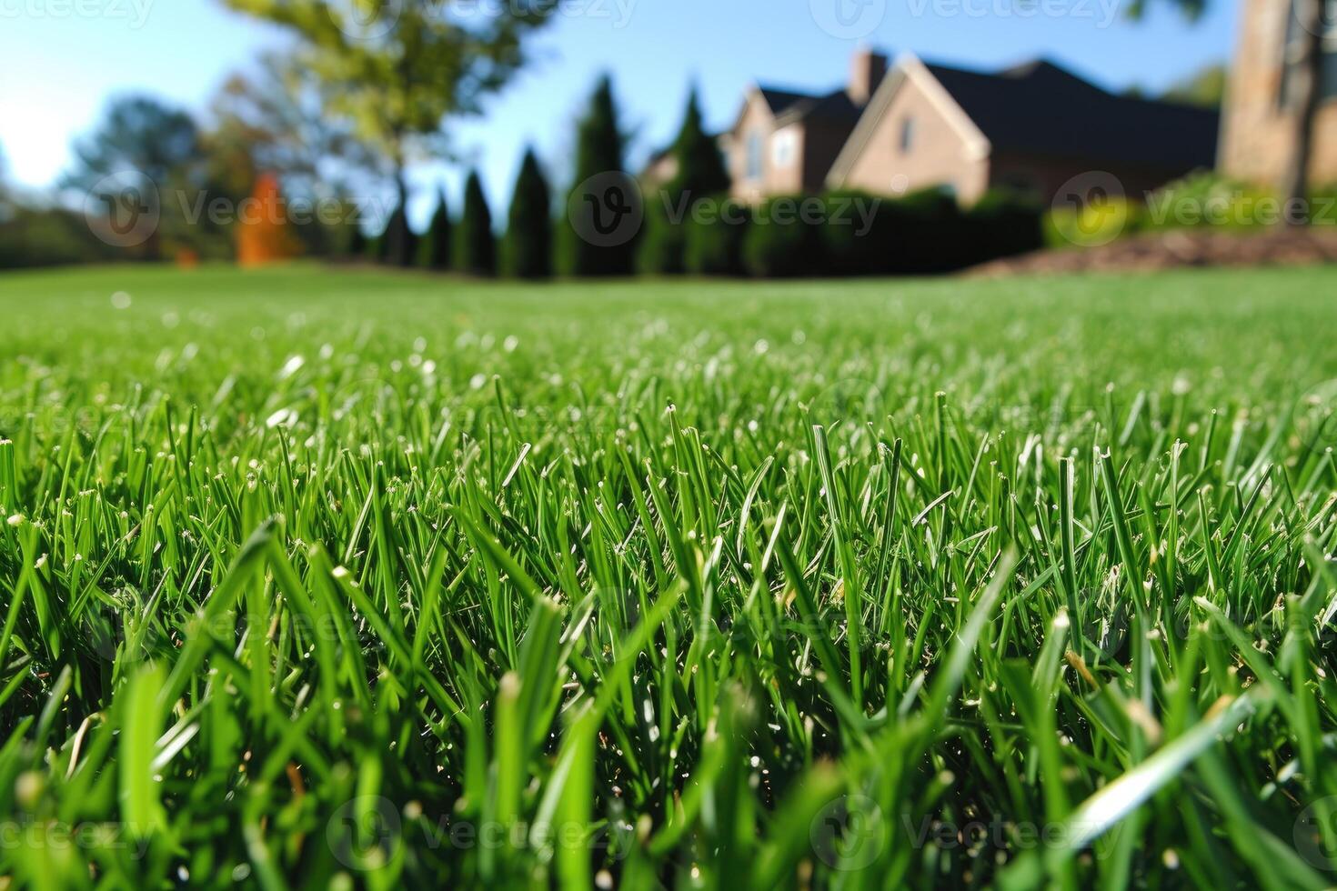 ai gegenereerd buitenshuis gras in achtertuin landschapsarchitectuur stijl inspiratie ideeën foto