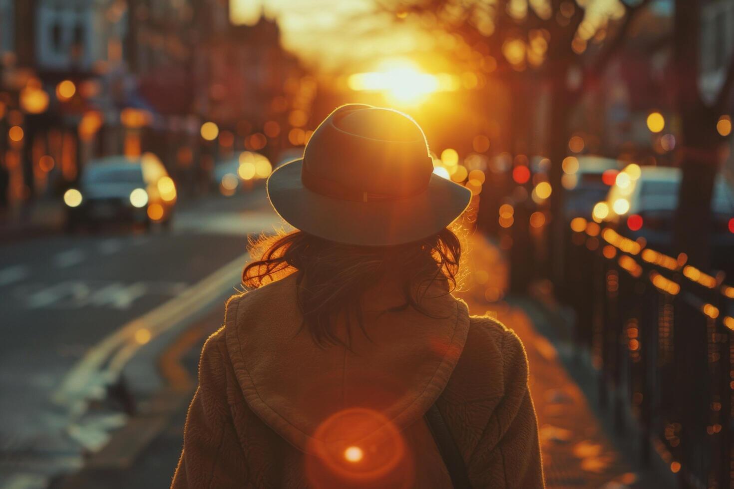 ai gegenereerd zonsondergang silhouet in de stad foto