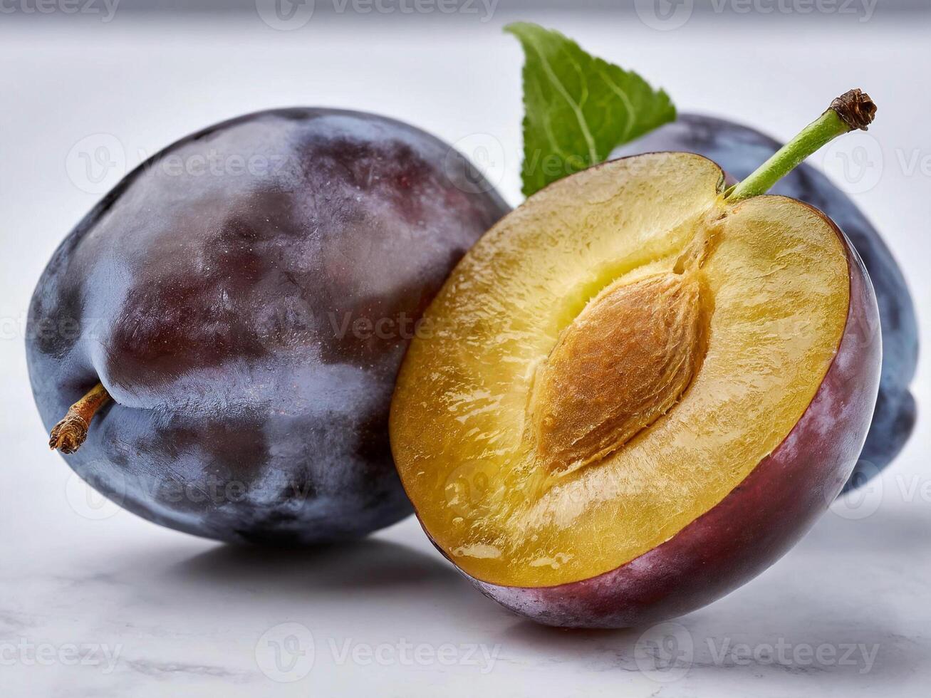 ai gegenereerd gegenereerd afbeeldingpruim fruit dichtbij omhoog, hoog resolutie afbeeldingen Aan een wit achtergrond foto