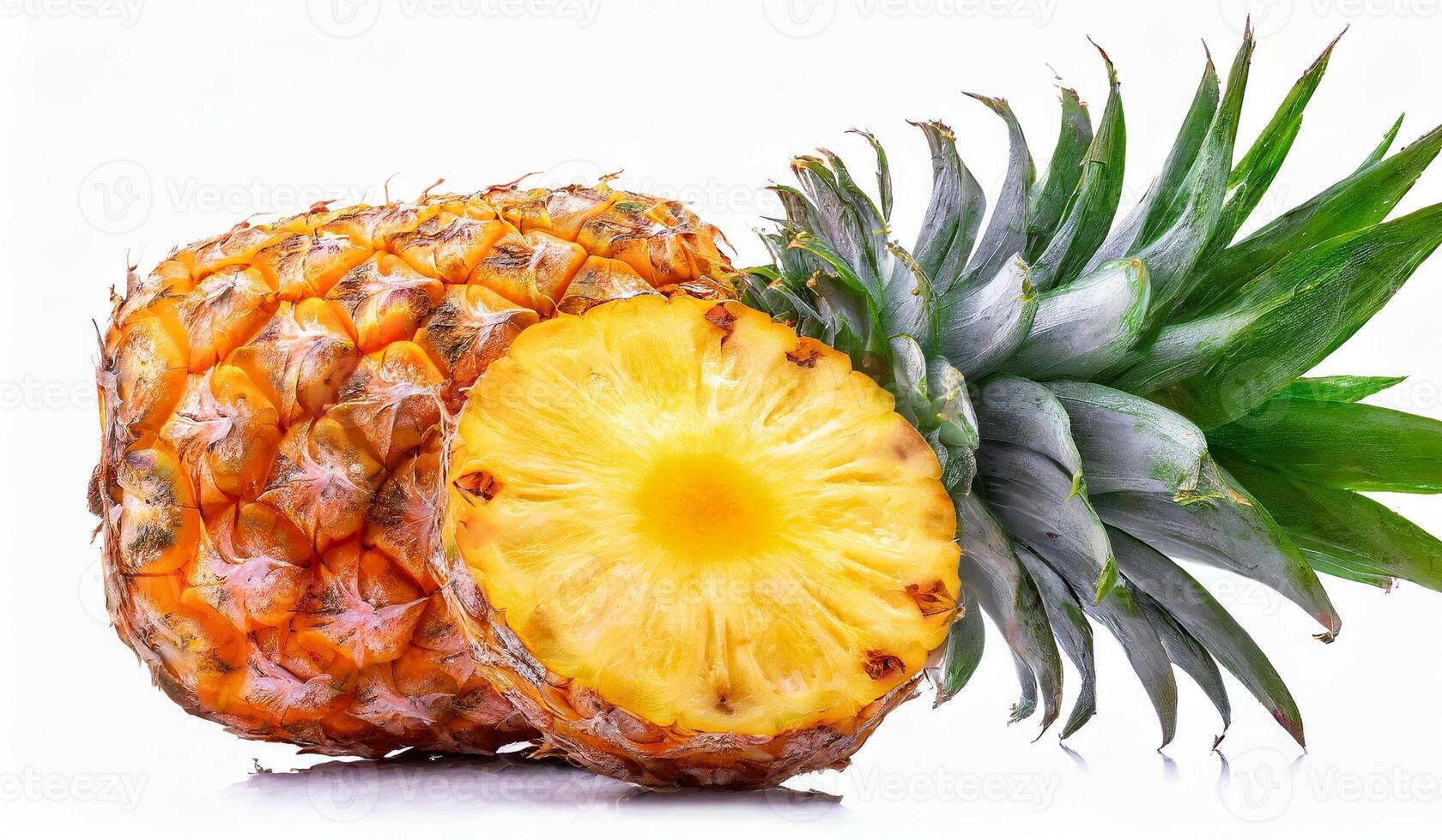ai gegenereerd gene ananas Aan wit achtergrondinformatie beeld foto