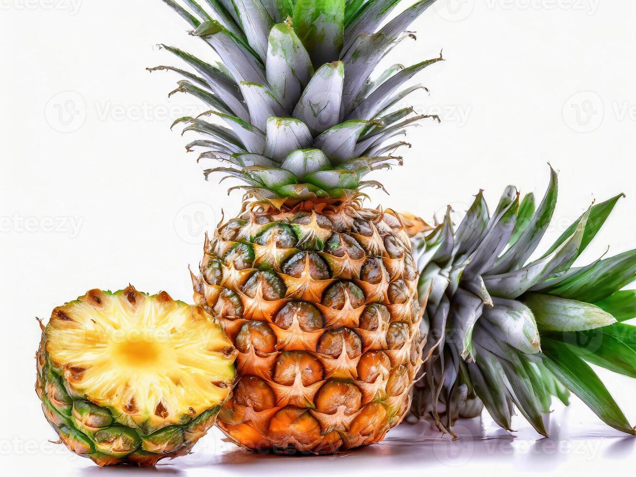 ai gegenereerd gene ananas Aan wit achtergrondinformatie beeld foto