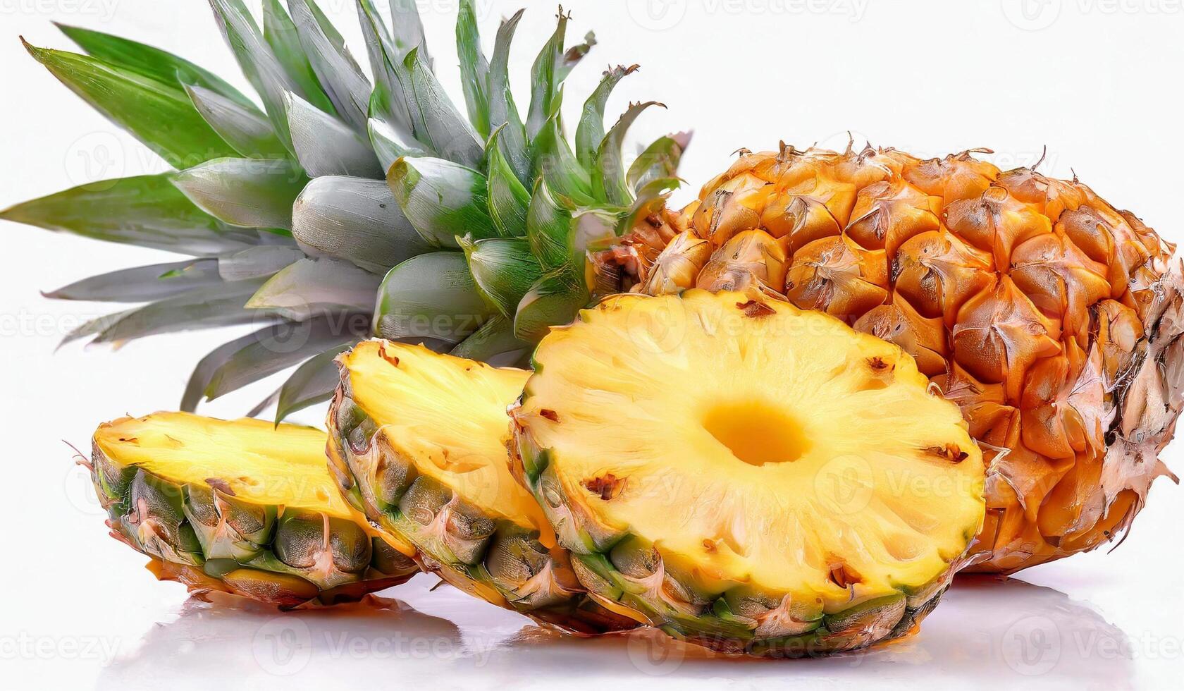 ai gegenereerd gene ananas Aan wit achtergrondinformatie beeld foto