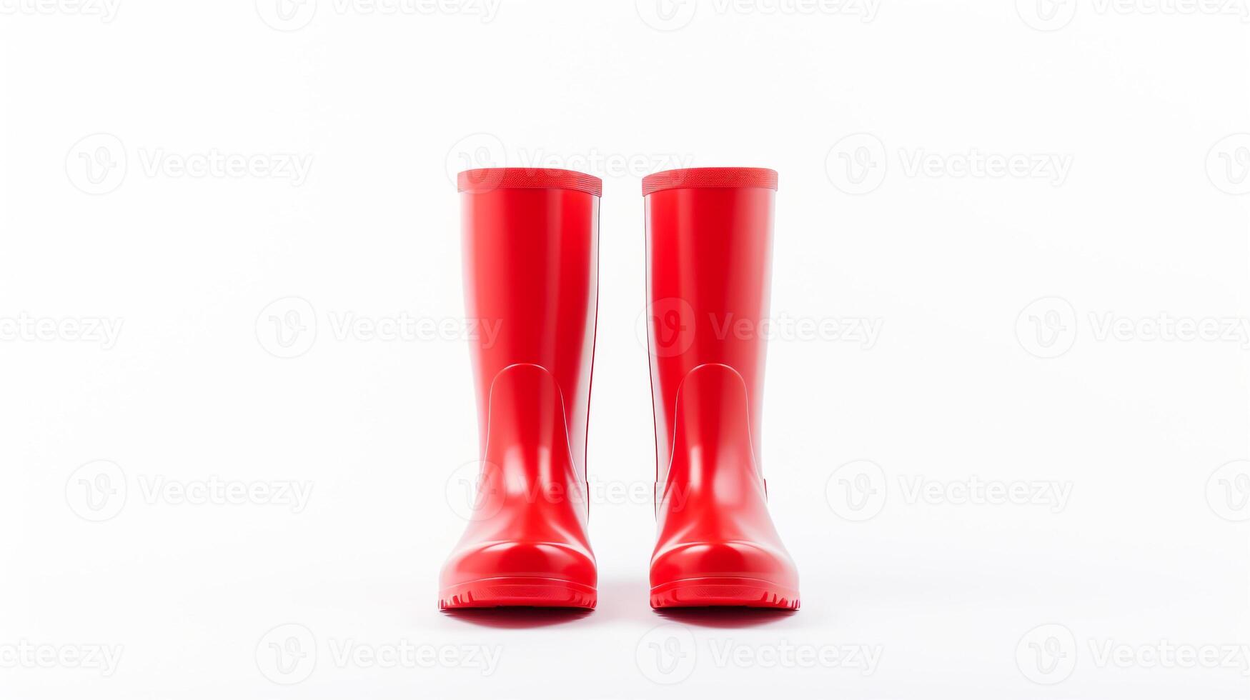 ai gegenereerd rood regen laarzen geïsoleerd Aan wit achtergrond met kopiëren ruimte voor advertentie. generatief ai foto