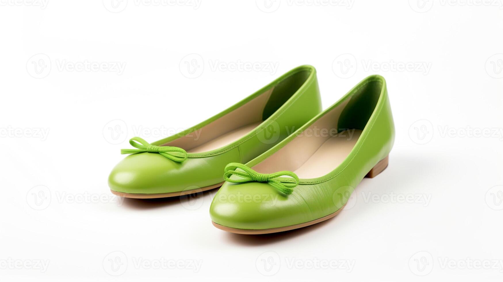 ai gegenereerd groen ballet flats schoenen geïsoleerd Aan wit achtergrond met kopiëren ruimte voor advertentie. generatief ai foto