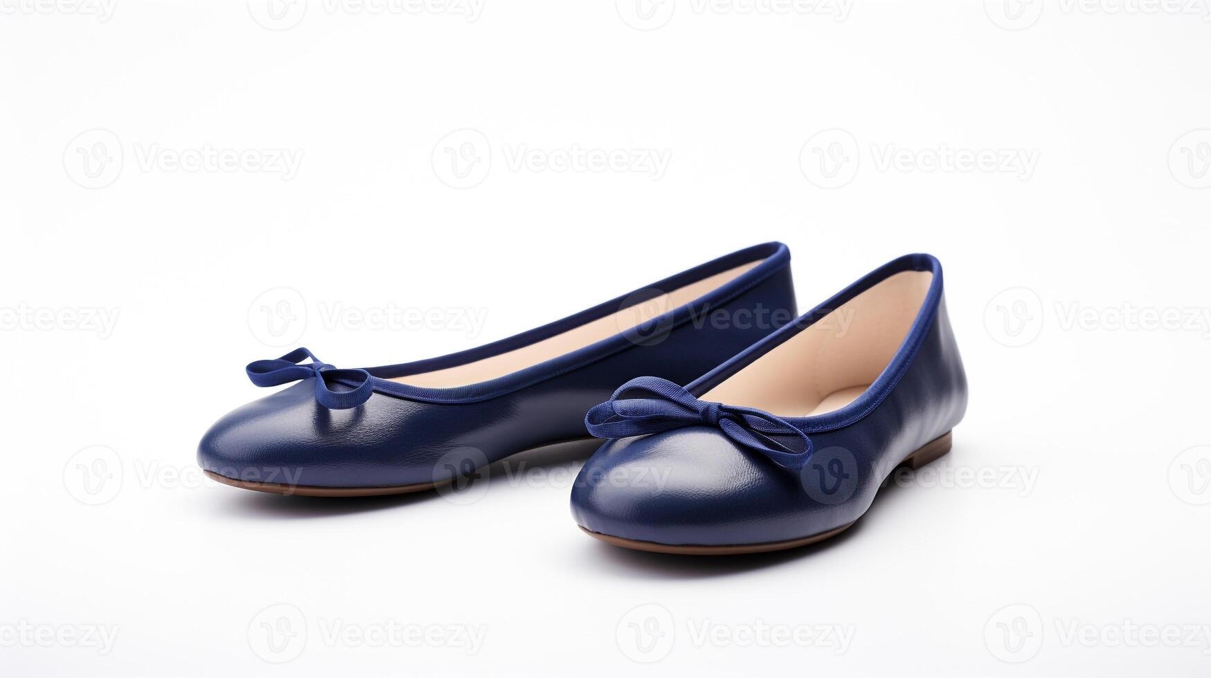 ai gegenereerd indigo ballet flats schoenen geïsoleerd Aan wit achtergrond met kopiëren ruimte voor advertentie. generatief ai foto