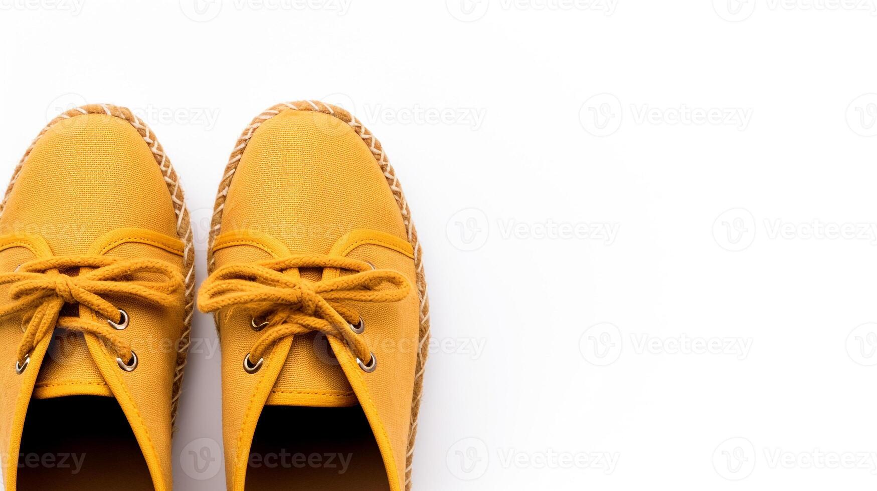 ai gegenereerd amber espadrilles schoenen geïsoleerd Aan wit achtergrond met kopiëren ruimte voor advertentie. generatief ai foto