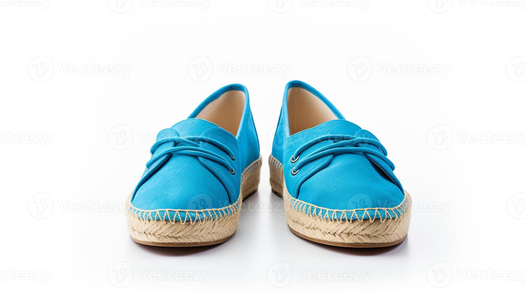 ai gegenereerd blauw espadrilles schoenen geïsoleerd Aan wit achtergrond met kopiëren ruimte voor advertentie. generatief ai foto