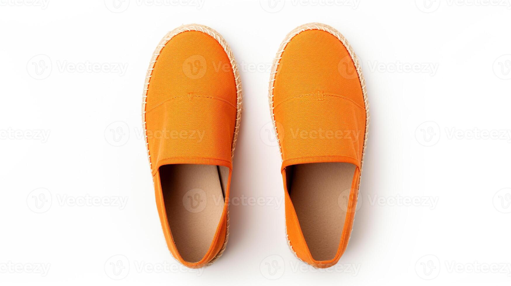 ai gegenereerd oranje espadrilles schoenen geïsoleerd Aan wit achtergrond met kopiëren ruimte voor advertentie. generatief ai foto