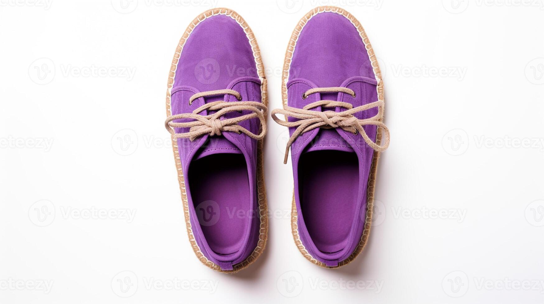 ai gegenereerd Purper espadrilles schoenen geïsoleerd Aan wit achtergrond met kopiëren ruimte voor advertentie. generatief ai foto