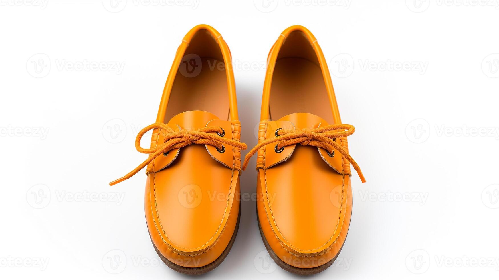 ai gegenereerd oranje mocassins schoenen geïsoleerd Aan wit achtergrond met kopiëren ruimte voor advertentie. generatief ai foto