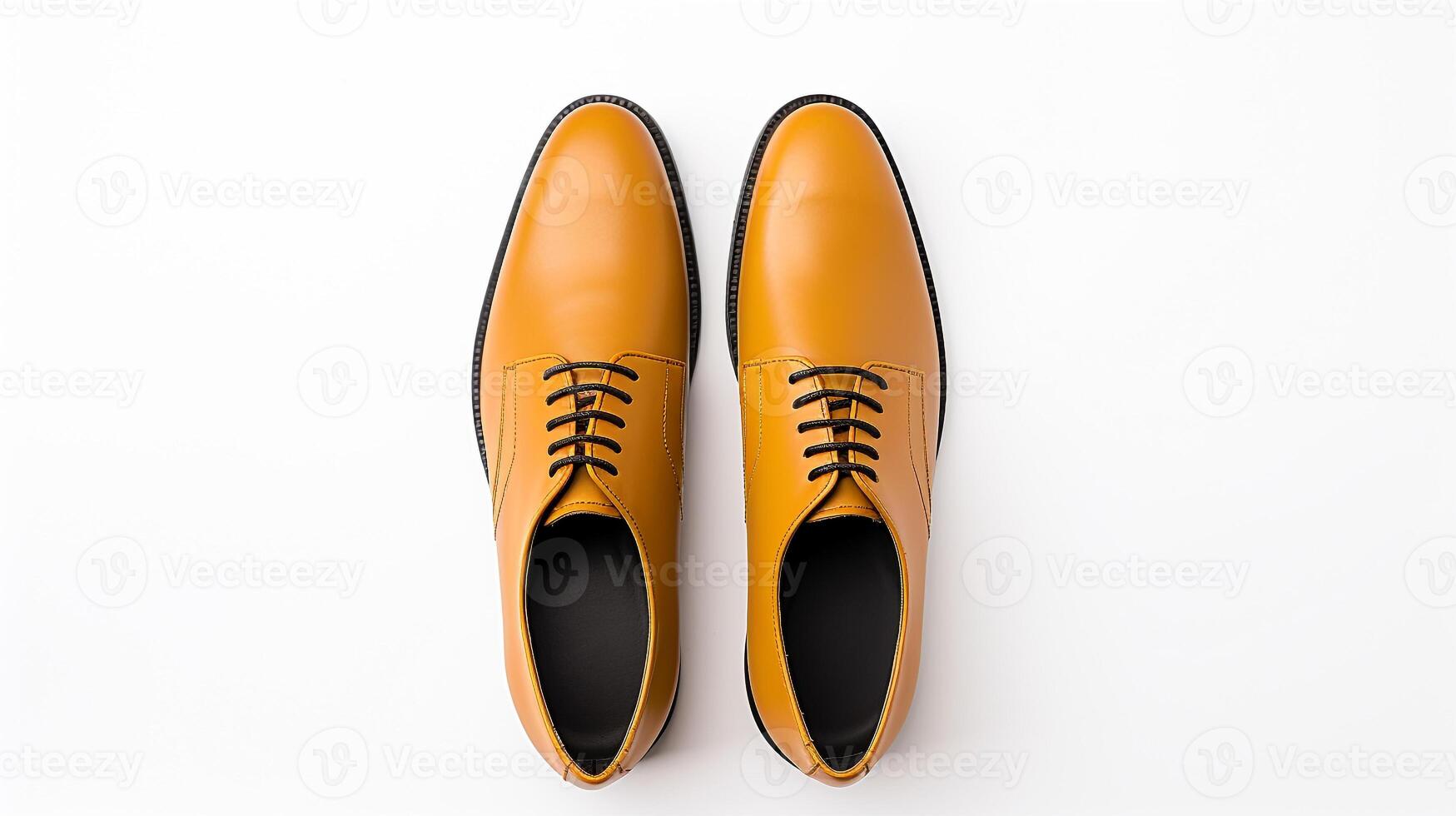 ai gegenereerd amber oxfords schoenen geïsoleerd Aan wit achtergrond met kopiëren ruimte voor advertentie. generatief ai foto