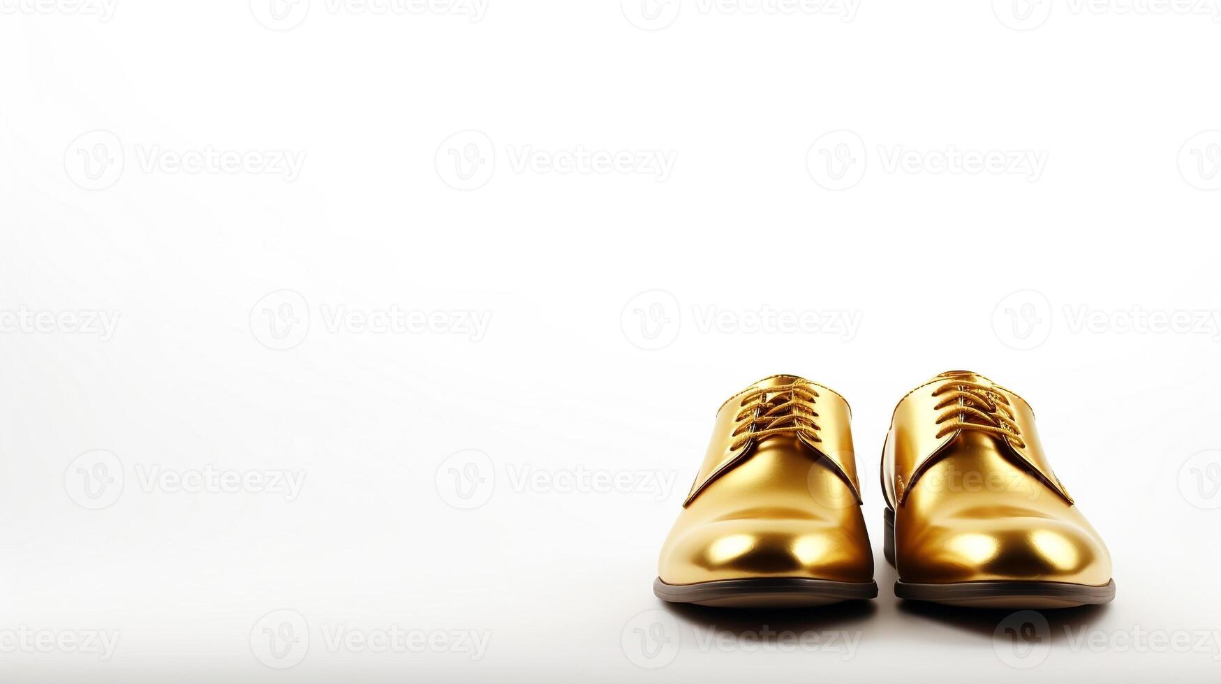 ai gegenereerd goud oxfords schoenen geïsoleerd Aan wit achtergrond met kopiëren ruimte voor advertentie. generatief ai foto