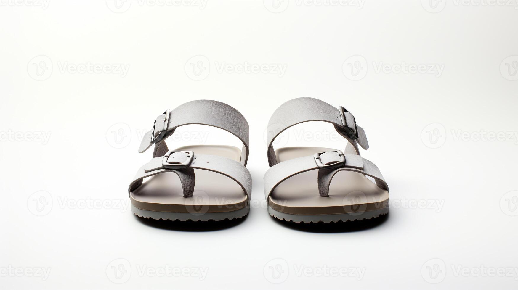 ai gegenereerd grijs sandalen schoenen geïsoleerd Aan wit achtergrond met kopiëren ruimte voor advertentie. generatief ai foto