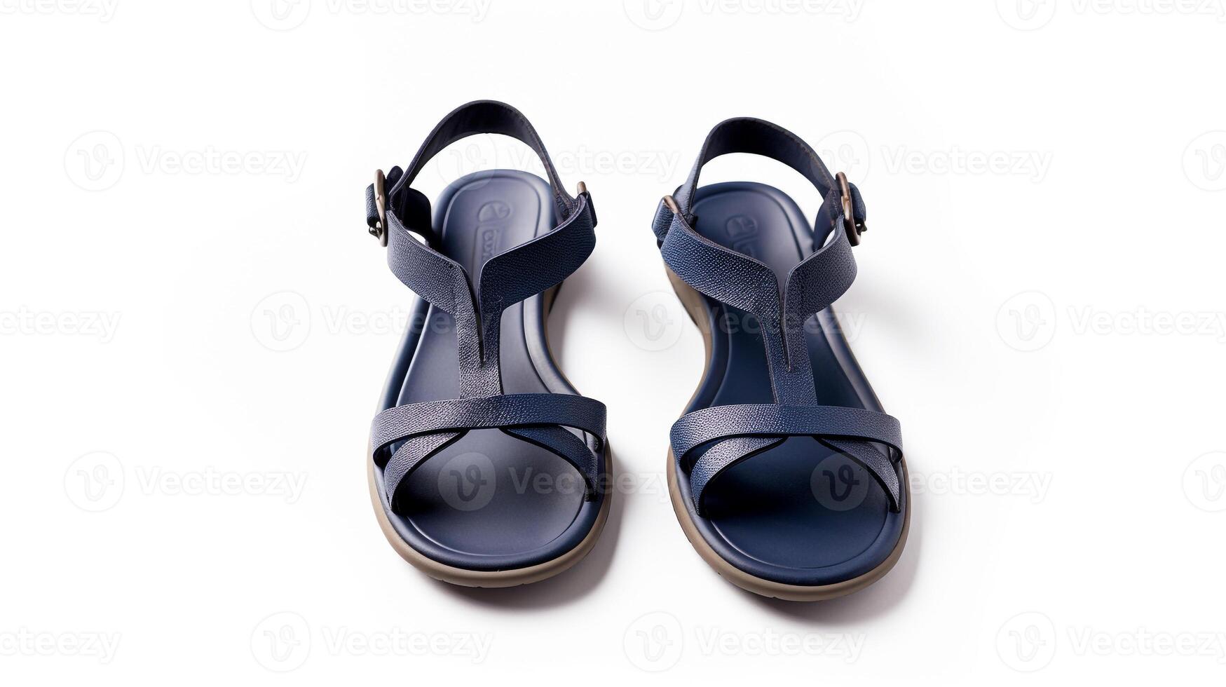 ai gegenereerd indigo sandalen schoenen geïsoleerd Aan wit achtergrond met kopiëren ruimte voor advertentie. generatief ai foto