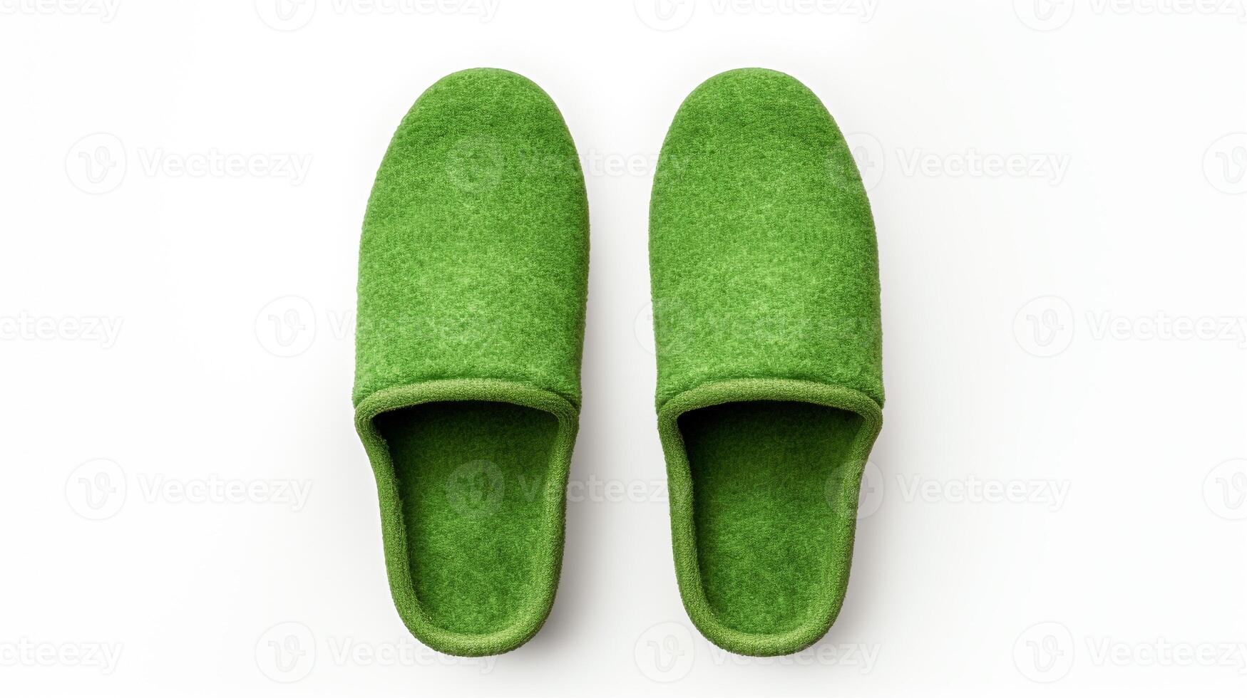 ai gegenereerd groen slippers schoenen geïsoleerd Aan wit achtergrond met kopiëren ruimte voor advertentie. generatief ai foto