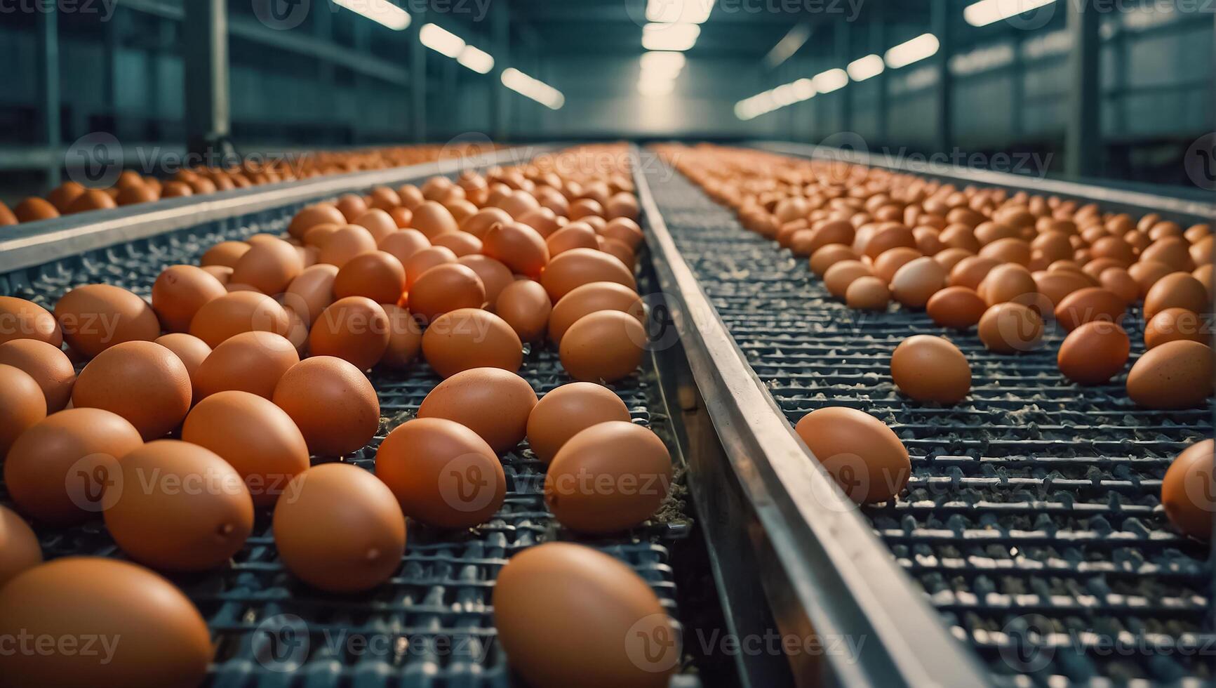 ai gegenereerd vers eieren Bij de fabriek foto