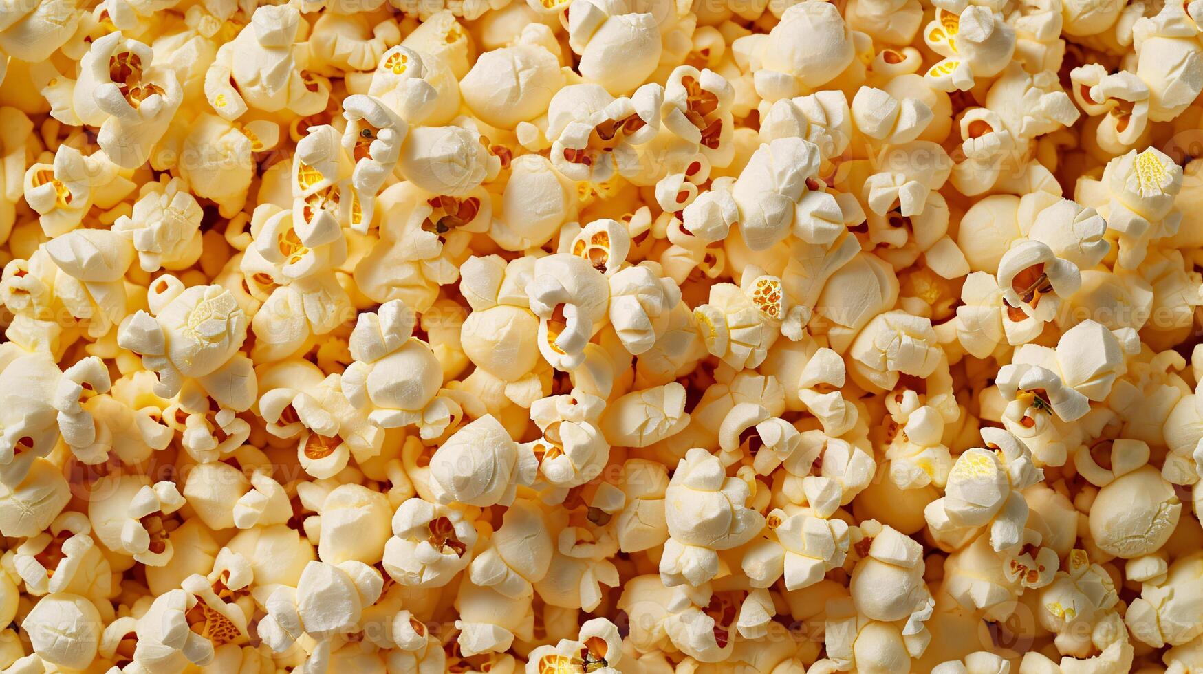 ai gegenereerd dichtbij omhoog van bioscoop voedsel popcorn in een vol scherm tegel beeld dat kan worden herhaald oneindig foto