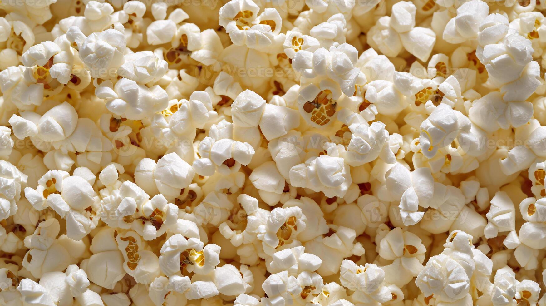 ai gegenereerd dichtbij omhoog van bioscoop voedsel popcorn in een vol scherm tegel beeld dat kan worden herhaald oneindig foto