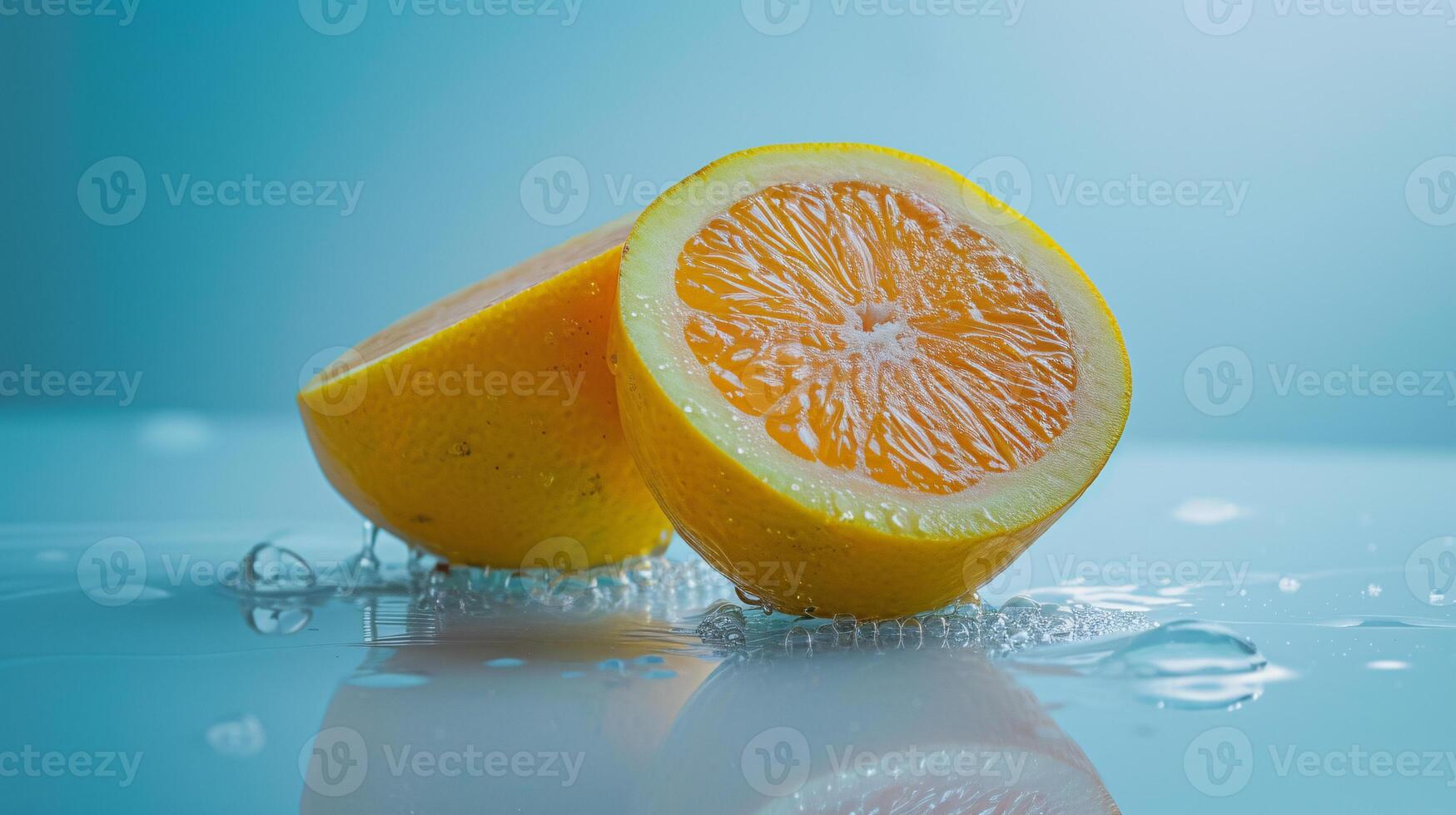 ai gegenereerd een levendig, rijp citrus, gesneden naar onthullen haar sappig interieur foto