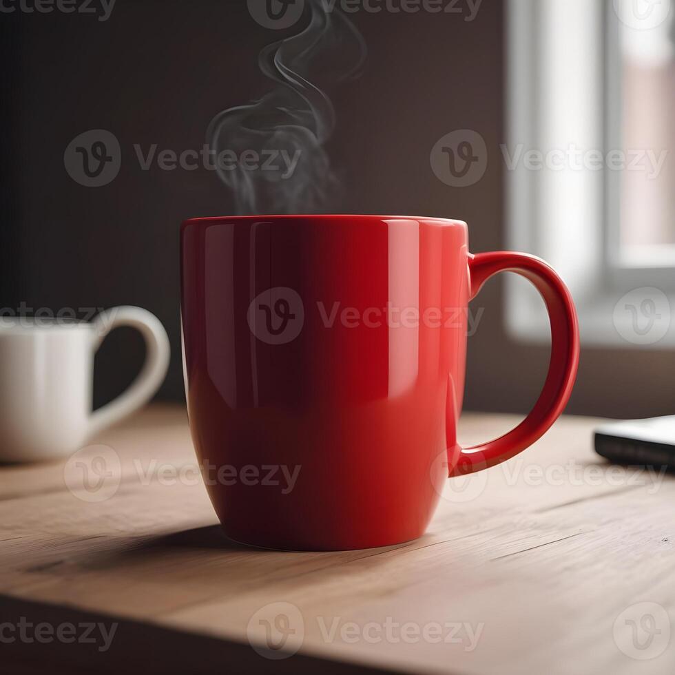 ai gegenereerd rood koffie en thee mok foto