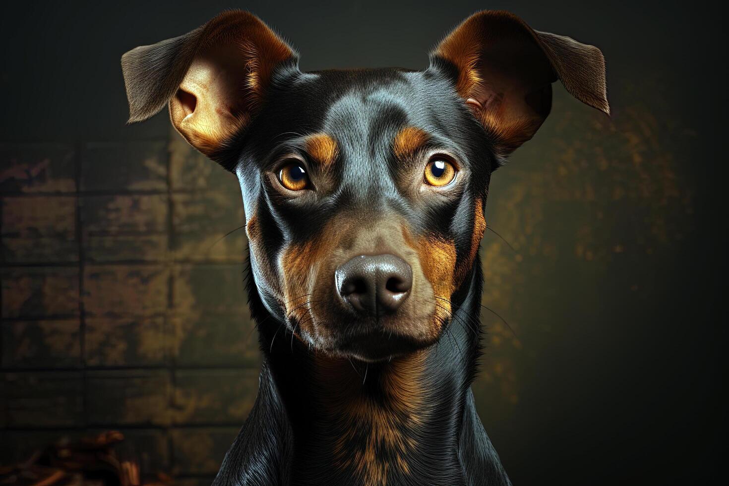 ai gegenereerd Duitse knijper hond Aan een donker achtergrondgeluid foto