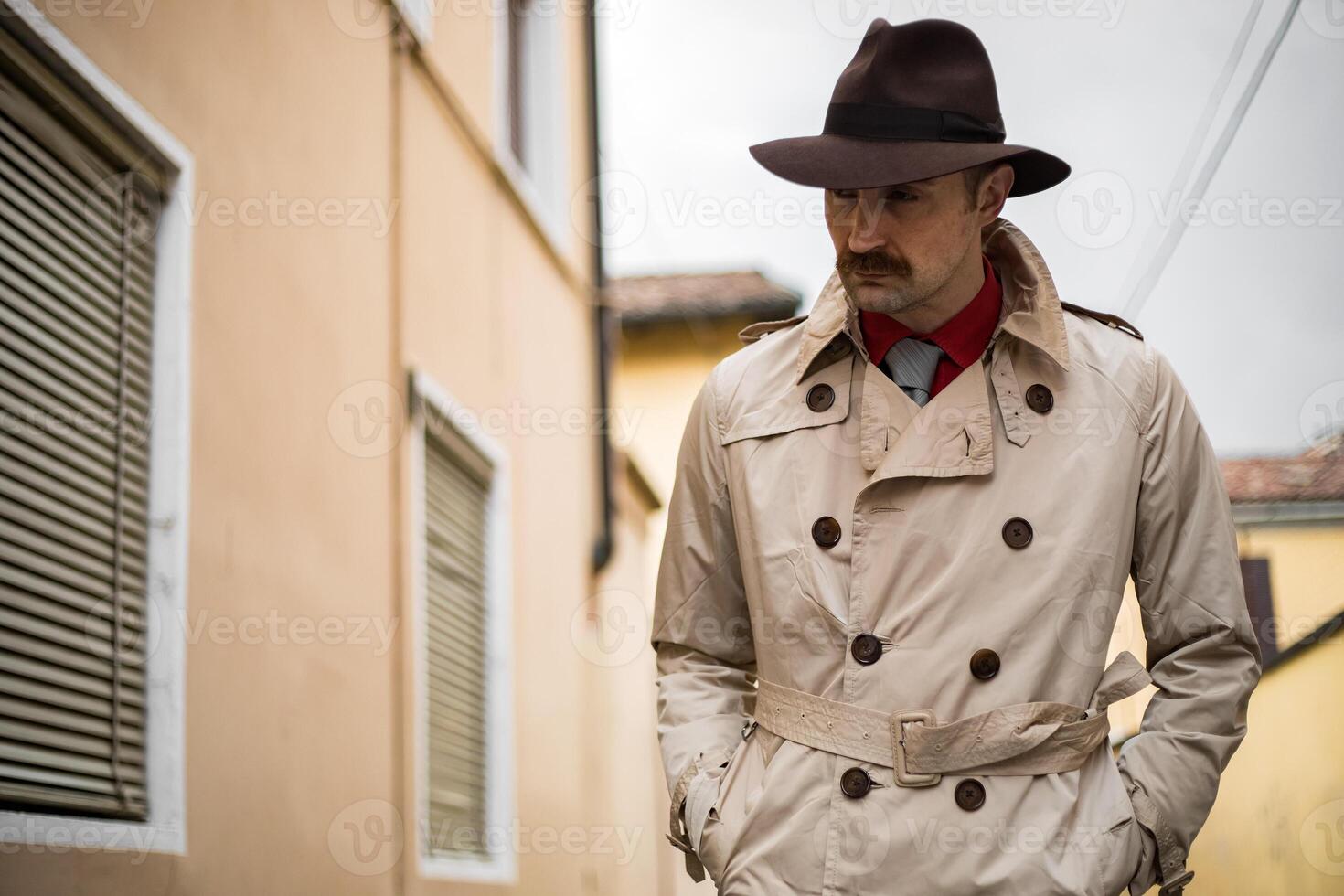 detective wandelen in de stad sloppenwijken foto