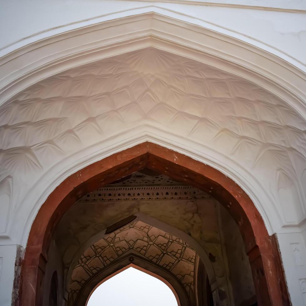 bouwkundig details van lal qila - rood fort gelegen in oud Delhi, Indië, visie binnen Delhi rood fort de beroemd Indisch oriëntatiepunten foto