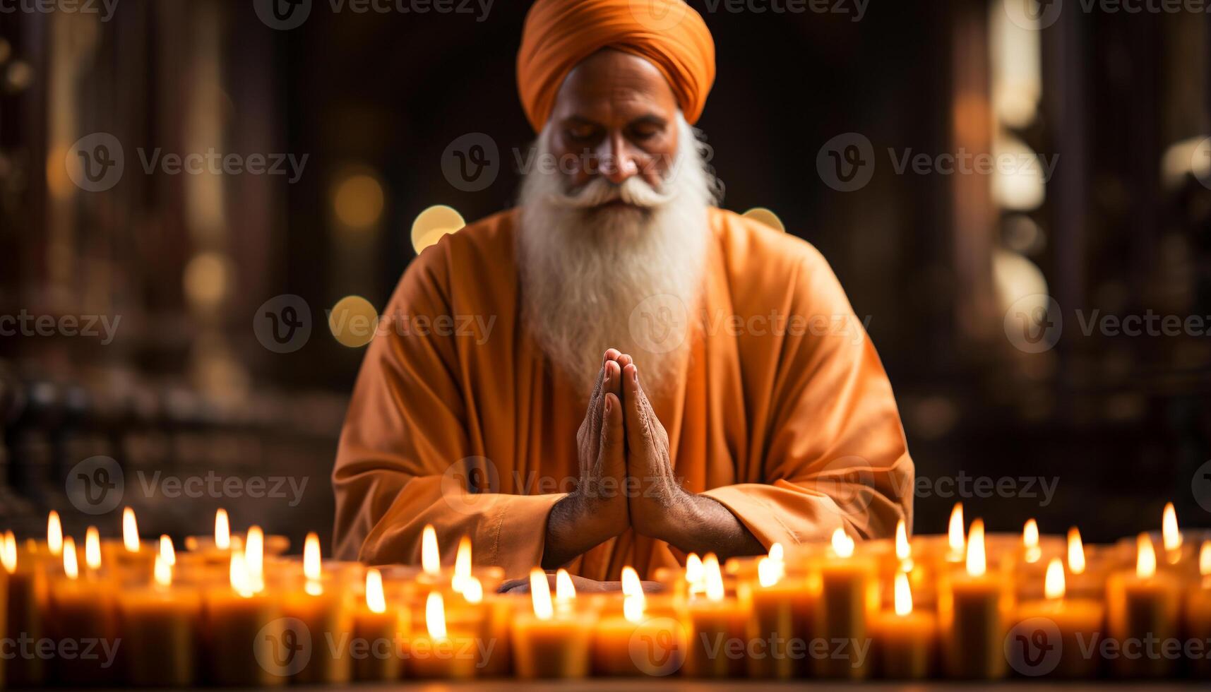 ai gegenereerd een persoon mediteren, vieren spiritualiteit, op zoek Bij camera met liefde gegenereerd door ai foto