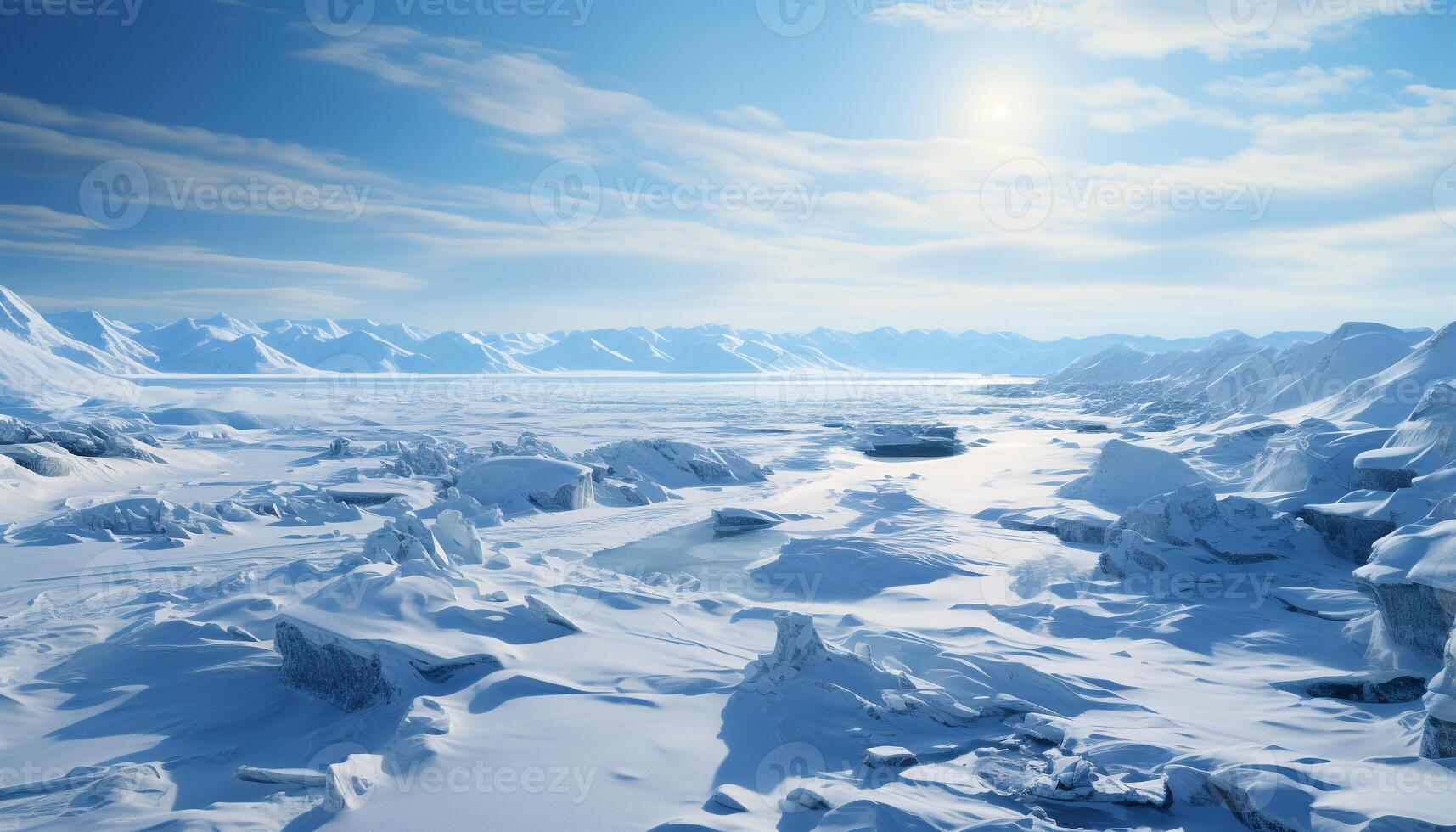 ai gegenereerd majestueus berg top weerspiegelt in rustig bevroren water gegenereerd door ai foto