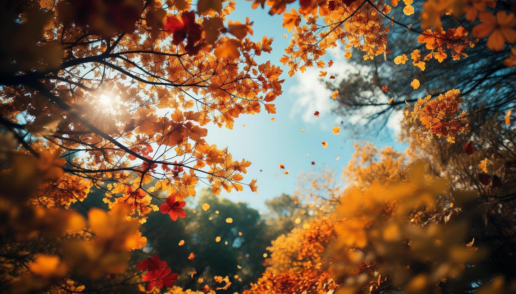ai gegenereerd levendig herfst kleuren verf natuur schoonheid in een rustig weide gegenereerd door ai foto