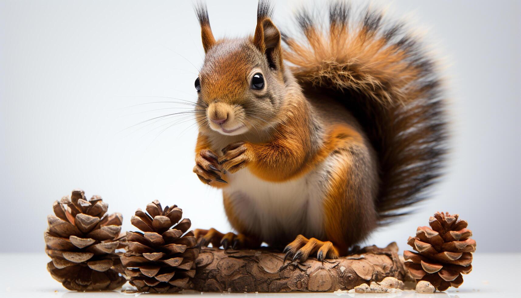 ai gegenereerd schattig knaagdier zitten, op zoek Bij camera, pluizig staart, gegenereerd door ai foto