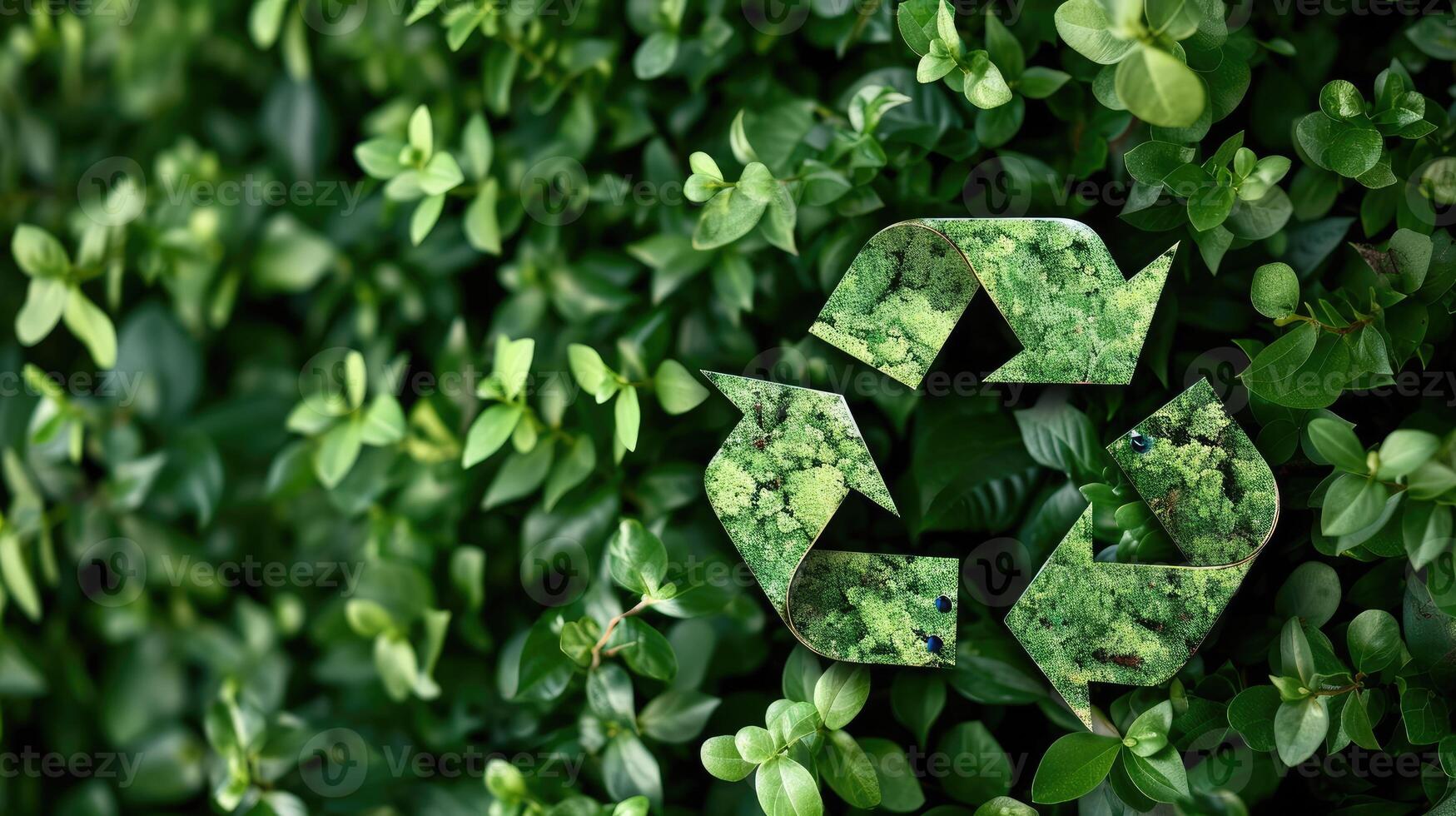 ai gegenereerd recycling concept in levendig groente, symboliseert milieuvriendelijk praktijken voor een duurzame toekomst, ai gegenereerd. foto