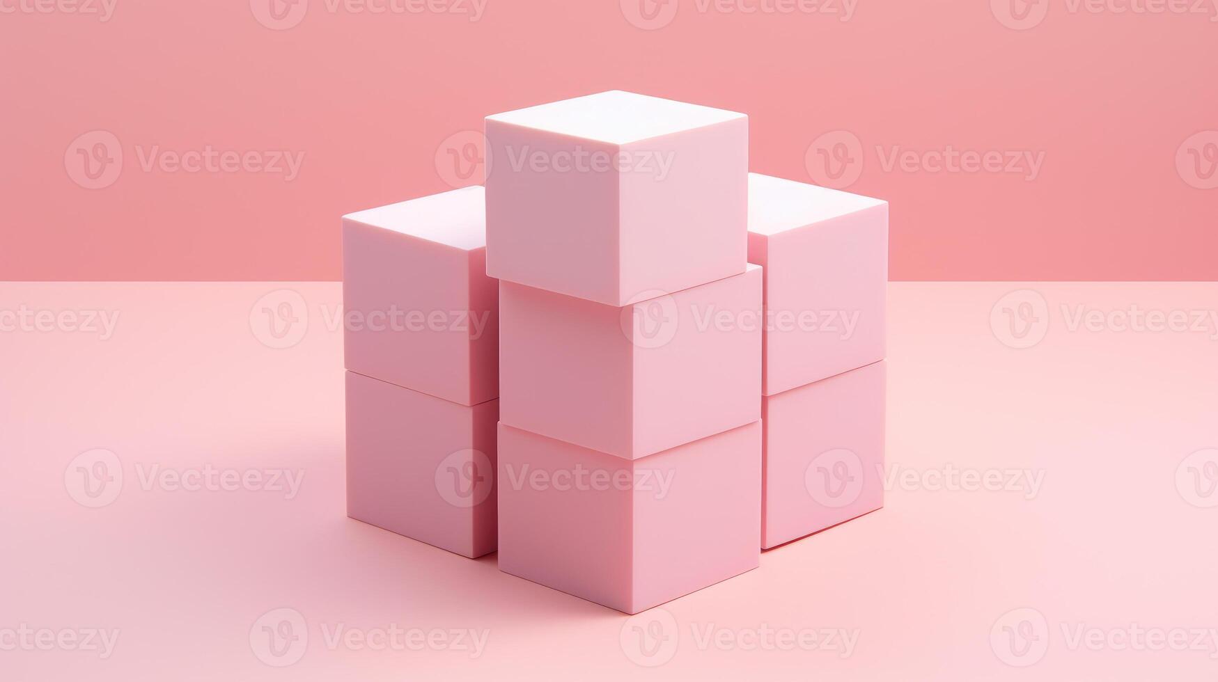 ai gegenereerd symmetrisch pastel kubussen Aan roze oppervlakte oproepen minimalistische harmonie. ai gegenereerd foto