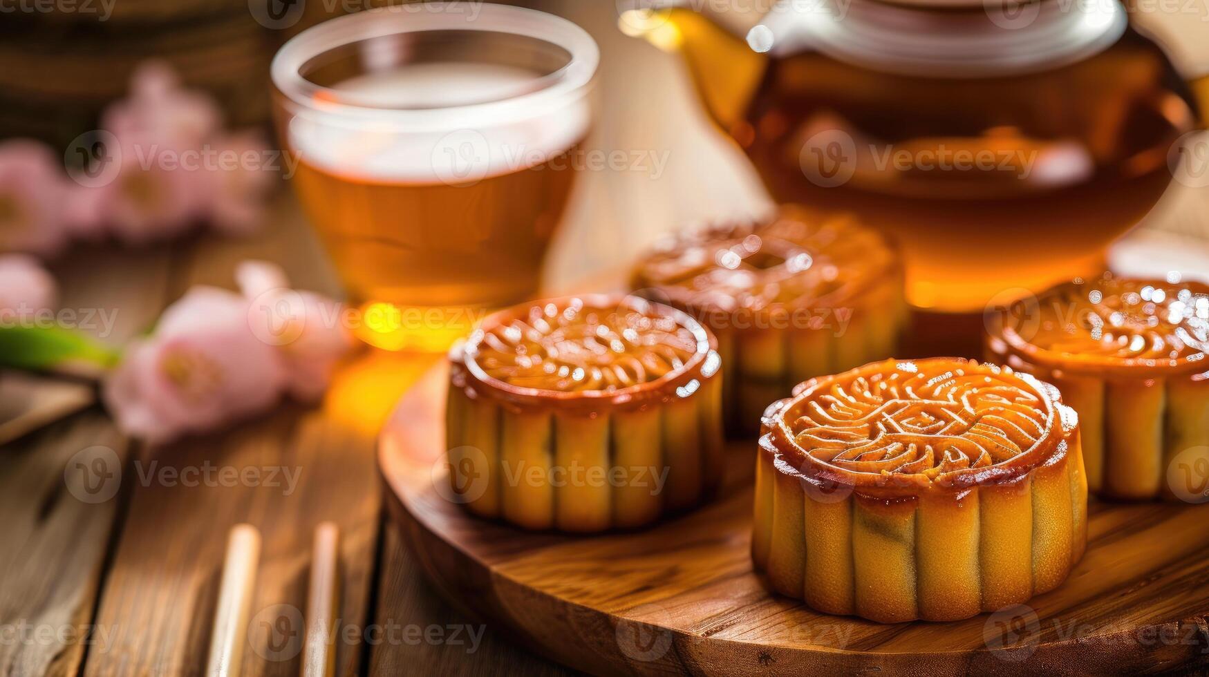 ai gegenereerd maan cakes symboliseert traditie en eenheid Bij de midden herfst festival, ai gegenereerd. foto