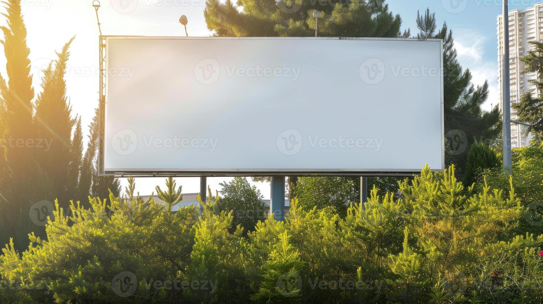 ai gegenereerd ruim blanco wit aanplakbord of poster aanbiedingen een veelzijdig canvas voor divers promoties, ai gegenereerd. foto