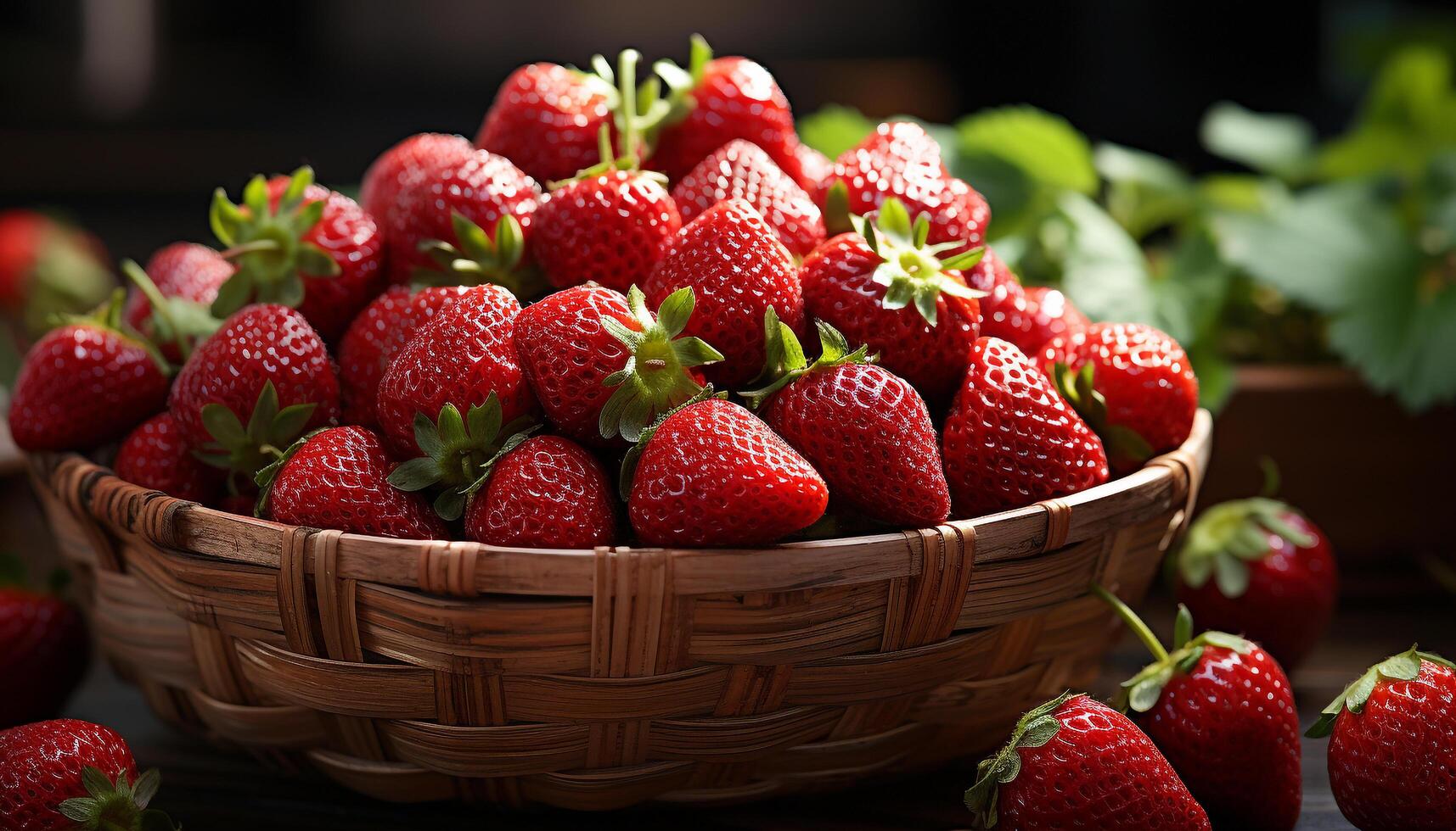 ai gegenereerd versheid van rijp aardbei, een gezond fijnproever zomer toetje gegenereerd door ai foto