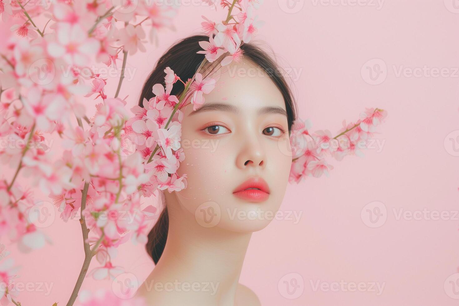 ai gegenereerd kunstmatig schoonheid zorg Koreaans mooi Dames nemen zorg van haar huid foto